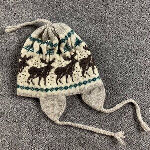 Vintage LL Bean Moose Deer Beanie Toque Winter Hat Kids Women's OSFA